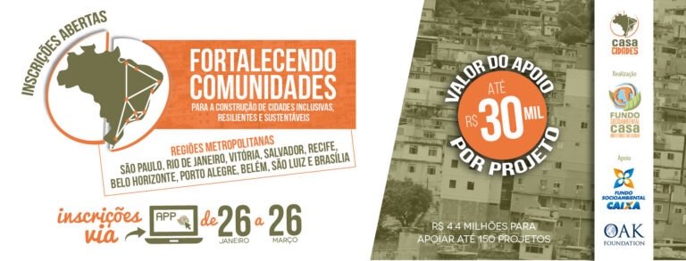 Edital ‘Casa Cidades’ apoiará até 150 projetos com R$30 mil cada